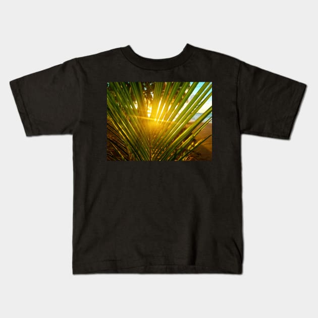 Sunlight Through Palm Tree Kids T-Shirt by Anastasia-03